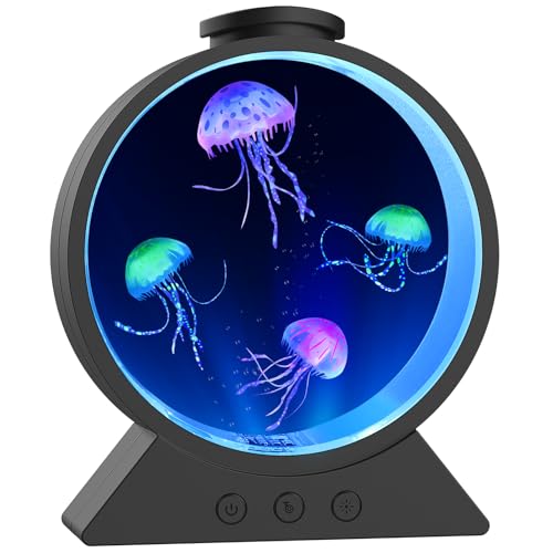 Eyesound Jellyfish Lamp, 7-Color Changing Jellyfish Aquarium Light for Relax, Mood Lamp for Home, Office & Bedroom Decor, Gifts for Kids Teens Girls Boys Adults (Black)