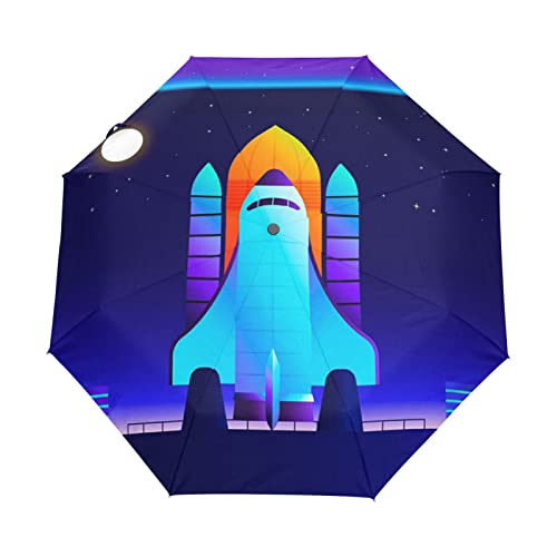 Parapluie automatique espace lune fusée pour femme et enfant