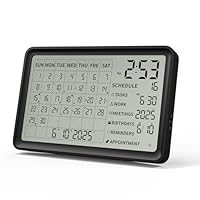 Digital Calendar, Digital Desk Planner with Schedule Reminder Clock with Day and Date, Chargeable 8 Inch Large Display Electronic Calendar Office Home School Family for Wall Mount & Desktop 2025-2055 (Black, 8 inch)
