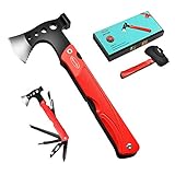 RoverTac キャンピングハチェット マルチツール 斧 サバイバルギア 14-in-1 マルチツール 斧 ハンマー ナイフ ソー 栓抜き 火起こし ホイッスル 男性 お父さん 彼へのギフト キャンプ サバイバル ハイキング 釣りに最適