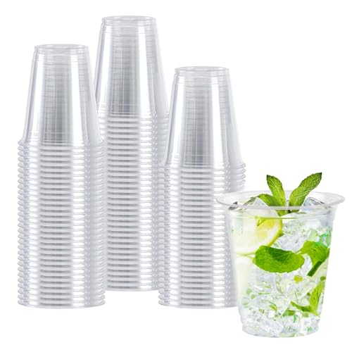 Clawsoff 12 oz Clear Plastic Cups 100 Count Disposable Dringking Cups 12 oz Cold Plastic Party Cup Bulk PET Clear Cup for Iced Coffee Smoothie Cold Beverage