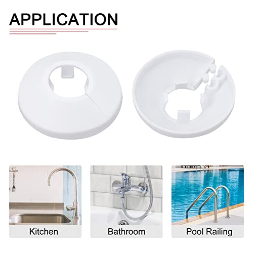 DTGN 47x13mm(DxT) Pipe Cover Decoration - 4Pack - Good for Bathroom Kitchen 16mm Dia Pipe - PP Plastic Escutcheon - White - Image 4