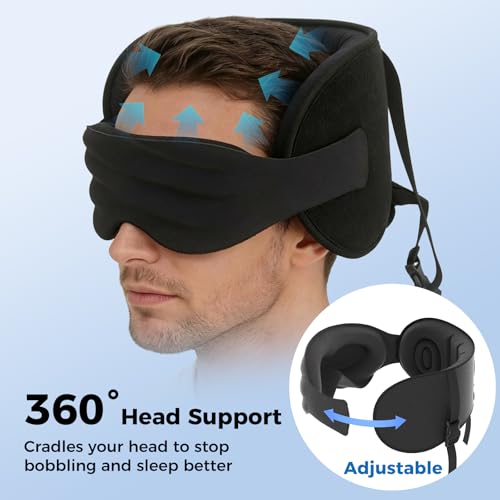 Almohada ajustable con máscara para dormir negra miniatura 5
