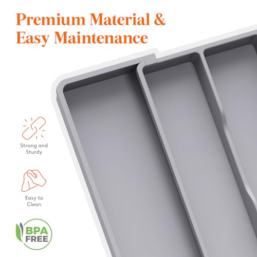 image for Lifewit Utensil Organizer for Kitchen Drawers, Expandable Cooking Uten
