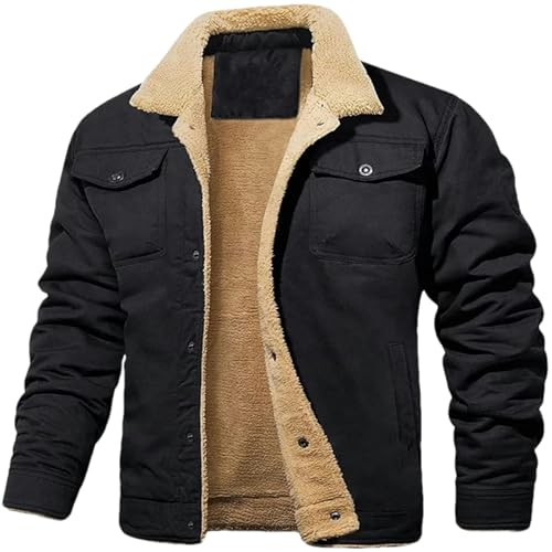 Veste d'hiver homme contre le froid manteau épais à revers