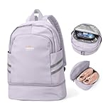 SZLX Gym Backpack for Women with Shoes Compartment & Wet Pocket Foldable Carry On Large Travel Laptop Backpack Waterproof Casual Daypack School Bag Sports Gym Bag for Swimming Yoga