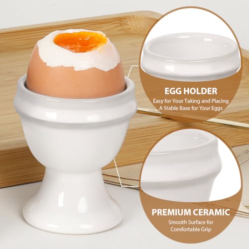 Image of INGOFIN Ceramic Egg Cups Set of 4, Egg Holders for Soft Boiled Eggs | White Porcelain Egg Holders for Soft and Hard Boiled Eggs, for Breakfast, Cafe Decor, Restaurant and Kitchen Use