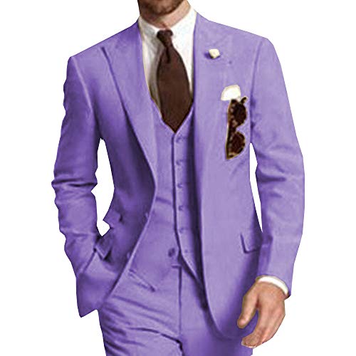 Men's 3 Pieces Formal Solid Mens Suit Slim Fit Classic Design Tuxedos for Wedding Groomsmen(Blazer+Vest+Pant)4