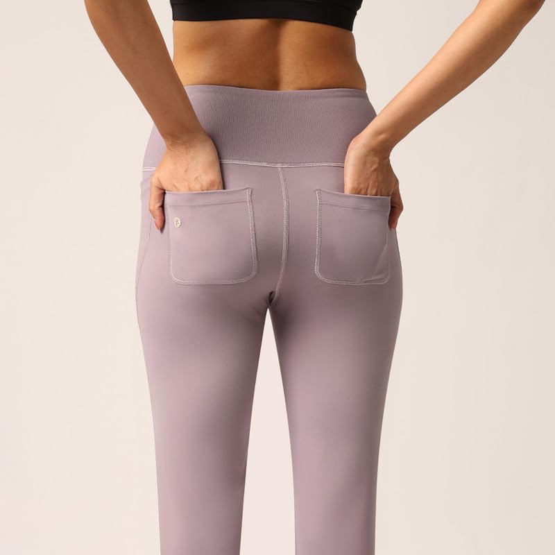 Image of BlissClub Ultimate Flare Pants for Women Upto 5'4 ft | Ribbed Waistband, 4 Pockets | High Waist Trousers and Formal Pants for Office wear