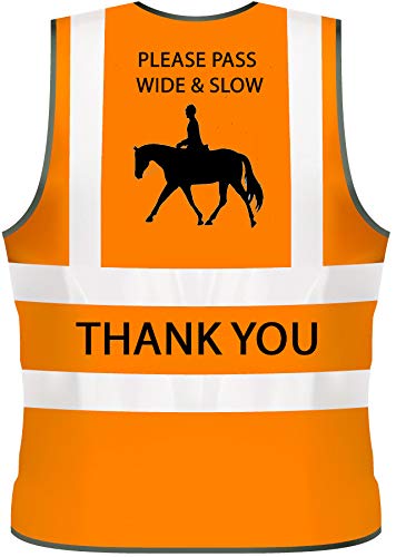 Hi Vis Viz High Visibility Reflective Vest Horse Riding Equestrian Safety Vest (Adult Large 44/46, Orange)