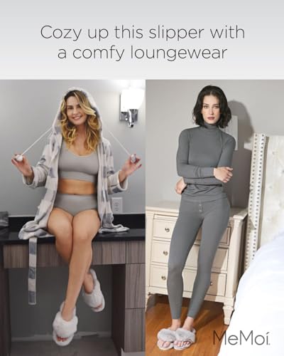 MeMoi Women's Fuzzy Plush Thong Slippers4