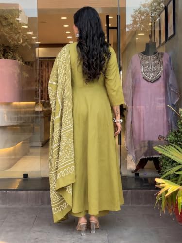 Image of ANNI Designer Kurta Set for Women Viscose Embroidered | A-Line Kurta Palazzo Dupatta Set for Woman | 3 /4 Sleeve Round Neck 3 Piece Ethnic Dress Stylish Coord Outfit Trendy Womens Clothing