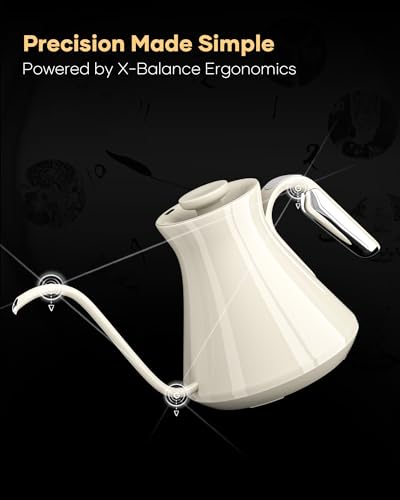 Image of Cocinare Gooseneck Electric Kettle, ±0.5F Precision Temperature Control for Pour-Over Coffee & Tea, 0.6L, Master Dali White Collection