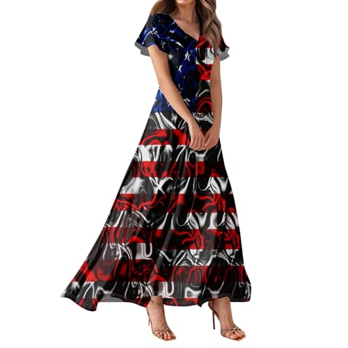 July 4th Dresses Women Casual Fashion O Neck Festival Lounge Maternity Graphic Dressy 4th of July Outfit Vestidos De Verano para Mujer 2025 Blue