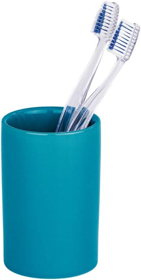 Wenko Tumbler Polaris Petrol-Holder for Toothbrush and Toothpaste, Ceramic, 7.5 x 7.5 x 11.2 cm