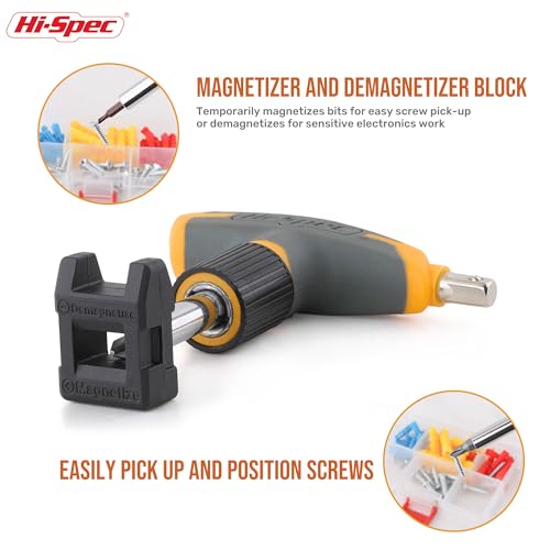 Image of Hi-Spec 30pc Magnetic T-Handle Ratchet Wrench and Screwdriver Set. Small Compact Hand Tool Kit Set with Sockets for Home & Car & Office. Toolkit Starter Repairs in a Portable Tool Box Case
