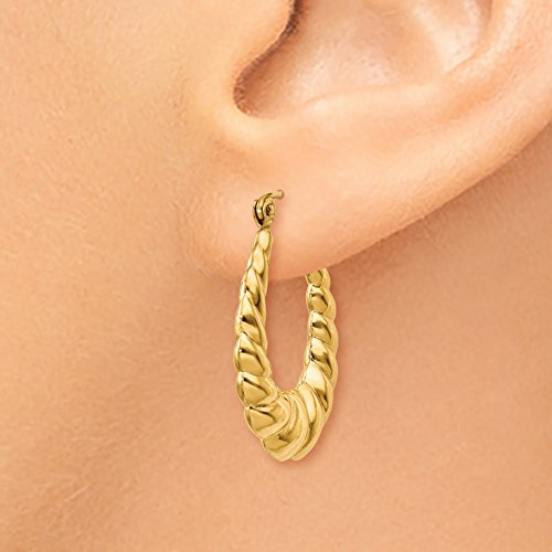 Polished Scalloped Shrimp Hinged Hoop Earrings in Real 14k Gold3