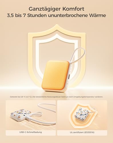 OCOOPA Handwärmer Elektrisch 2er Set, 3 Stufen, Taschenwärmer Wiederverwendbar, 7H Lange Wärme, Bis zu 52°C, Schnell Aufgeheizt… – Ansicht 6