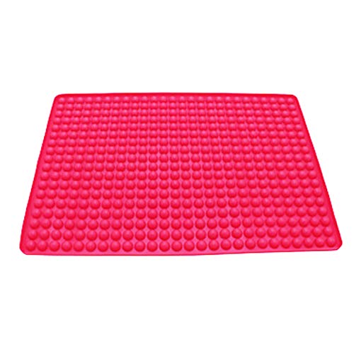 YWANG 2 Piezas Estera Barbacoa Reutilizable Antiadherente Alfombrilla para Barbacoa Silicona Multifunción Bola Redonda Resistente al Calor Estera para Parrilla de Barbacoa,Rose Red