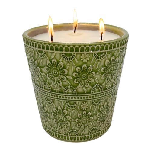 Outdoor Citronella Candle, Decorative Delicate Porcelain Candle Made with Natural Citronella Oil and Natural Soy Wax, Non-Toxic Smokeless Candle for Indoor, Patio, Backyard, Outdoor, Camping