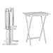 Linon Lisbon Five Piece Wood Tray Table Set in Whitewash