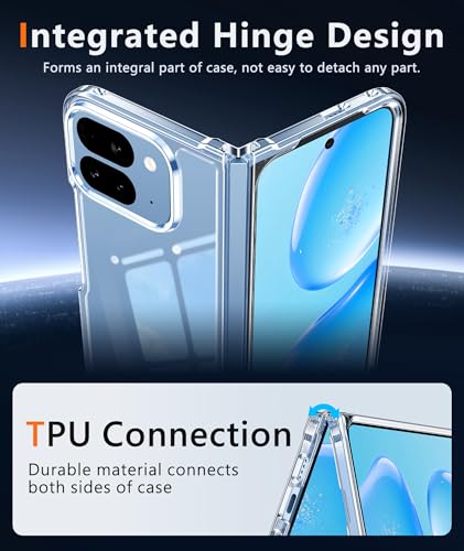 Image of FNTCASE for Google Pixel 10-Pro-Fold Case: for Pixel 10-Pro-Fold Military Grade Drop Protection Anti Yellowing Cell Phone Cover - Transparent Protective Rugged Shockproof Phonecase, Clear