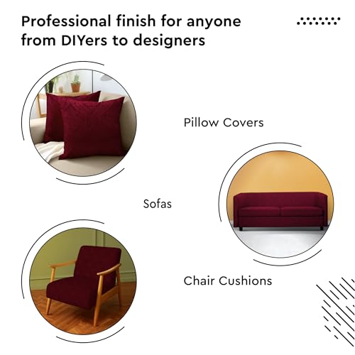 Image of Encasa XO Embossed Velvet Fabric Material by Meter Maroon | Sofa Cloth Material | Unstitched Fabric for Making Cushion Cover, Sofa Cover | 175 GSM | 3 Meters, 300x150 cm