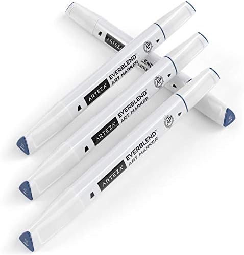 ARTEZA Everblend Art Markers, Set of 60 Colors, Sketch Markers with Dual Tips (Fine and Broad Chisel) for Painting, Coloring, Sketching and Drawing Include Organizer Case with 72 Slots