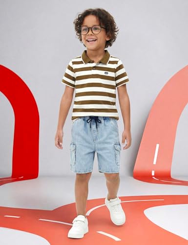 Image of Amazon Brand - Symbol Boys Cotton Rich Striped Polo Tshirt | Collar Tshirts | Half Sleeves | Regular Fit