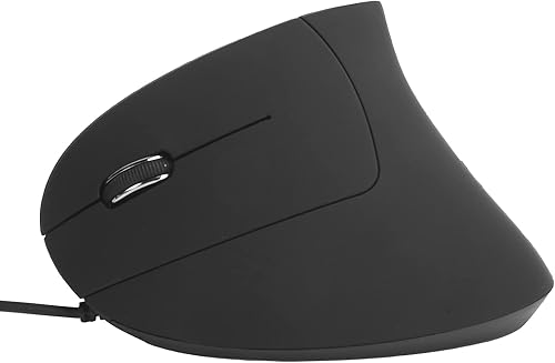 Miniatura 5 de Ratón ergonómico vertical, ratón óptico USB con cable para mano izquierda, 80012001600DPI, para 8Win10, para juego de oficina (negro)