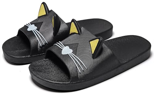 Vunavueya Donna Infradito e Ciabatte da Spiaggia Uomo Pantofole da Mare e Piscina Donna Estive Sandali a Punta Aperta Nero Giallo 39/40 EU(40-41CN)