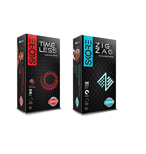 Skore Champion Series Advanced Range Condoms - 10 Condoms per Pack (Time Less and Zig Zag)