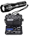Maxesla Rechargeable LED Torch Set High Lumen, IP65 Waterproof, 5 Modes, Zoomable Pocket Torch Led Super Bright Flashlight, Battery Powered Torch for Camping, Hiking, Outdoor, 18650 Battery Included