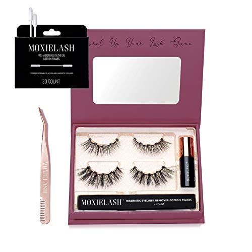 MoxieLash - Essentials Bundle Vol 3 - Lash Application Tool, Mini Liquid Magnetic Eyeliner, Two Sets of Premium Magnetic Lashes and Eyeliner Remover Swabs - Wifey and Sexy Lash Sets - Up to 60 Wears