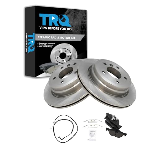 Image of TRQ Rear Brake Pad and Rotor Set Ceramic Wear Sensor