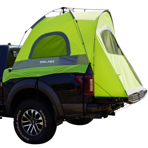 Golabs Truck Bed Tent for 5-6 Ft Bed, 8-Minutes Easy Setup by Pre-Attached Poles, Waterproof PU2000mm & 210D Oxford Fabric, 2-Person Portable with Extra Rainfly Cover, Include Storage Bag& Pocket&Hook