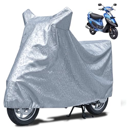 Image of FABTEC Waterproof Scooty Body Cover Compatible with Tvs Scooty Pep Plus, A1 (Silver)