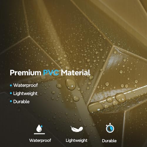 STICKGOO 3D Wall Panels for Interior Wall Decor, 33 Pack PVC Wall Panels, Brushed Gold Diamond Design Accent Wall Panels, 12"x12" Modern Decorative Wall Panels for Living Room, Lobby, Office by STICKGOO - Used condition - Image 6