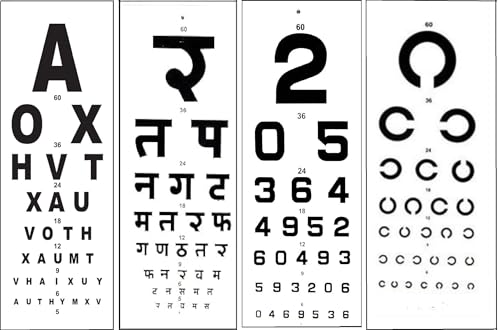 Image of HYZIK Snellen Eye Vision Chart | Eye Testing Chart.| vision chart | Snellen chart (English,hindi,number,C charts)
