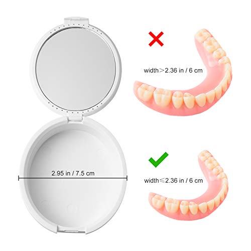 Caixa de dentadura ExCEART com estojo de armazenamento de dentes falsos espelhados, caixa para denta