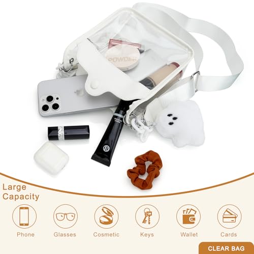 Image of Clear Bag Stadium Approved, Small Crossbody Bag for Concerts Sports Events, Clear Clutch Purses for Women
