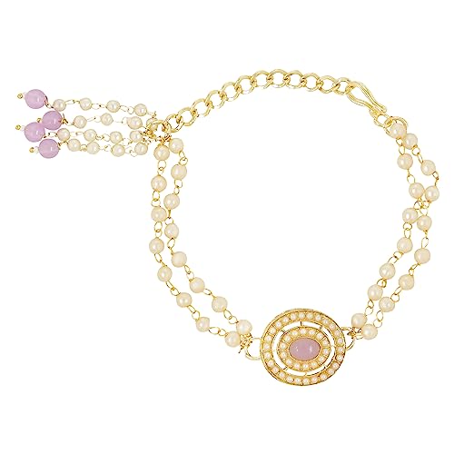 Image of I Jewels Womens Designer Pearl Rakshabandhan Lumba Bracelet For Bhabhi /Sister
