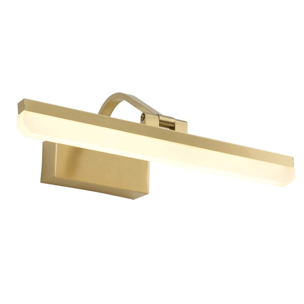 Lampe miroir salle bain, lampes miroir bain à LED 10 W, lumière vanité dans miroir, finitions laiton, lumières miroir, lanterne murale, luminaires d'intérieur, 26 cm long, 3000 K