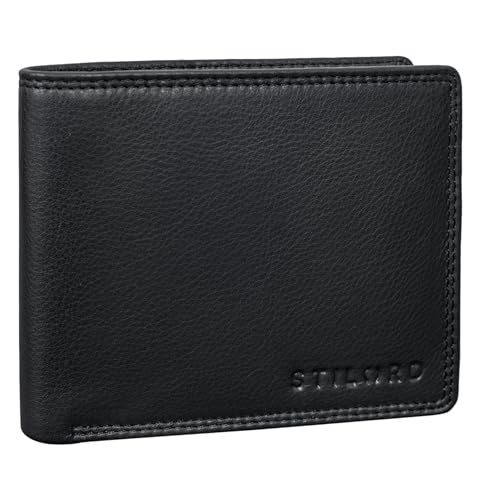 STILORD 'Lunis' Carteira RFID homem pele carteira vintage slim wallet carteira porta-cartões minimalista elegante porta-moedas de couro genuíno, Preto, Porta-moedas