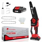 OKUYOSHI 日本企画 チェーンソー 充電式 8インチ 800W高出力 小型 ハンディ 2000mAh コードレス ブラシレスモーター 21Vバッテリー式 安全ロック 切断径20cm 電動ノコギリ ハンディチェーンソー 軽量片手 ミニ 電動のこぎり chainsaw 電動工具 鋸 収納箱 日本語取扱説明書 操作簡単 枝切り 庭木 林業伐採 農業 園芸