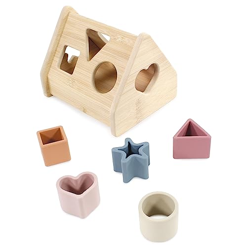 Image of Hudson Baby Wood and Silicone Shape Sorter Toy, Multicolor, One Size