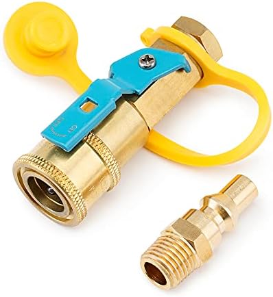 Stanbroil 1/4" RV Propane Quick Connect Adapter for Propane Hose, Propane or Natural Gas 1/4" Quick Connect or Disconnect Kit - Shutoff Valve & Full Flow Plug