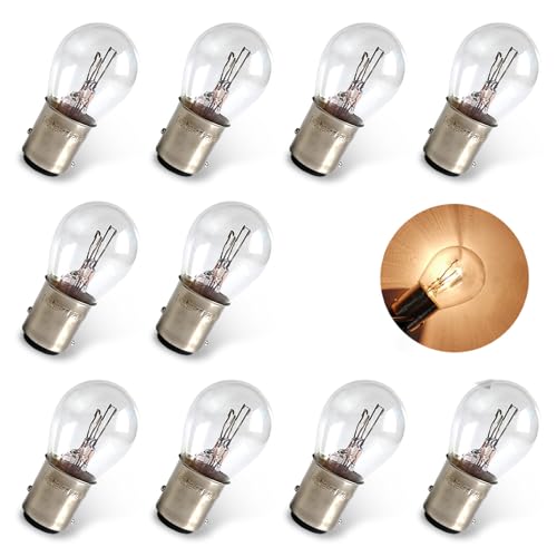 Dogary 10 PCS 1157 DC 24V 21/5W S25 BAY15D Car Light Bulb, Double Tail Indicator Bulbs Turn Signal Light Bulbs, Halogen Brake Light and Reverse Light for Vehicles (White)