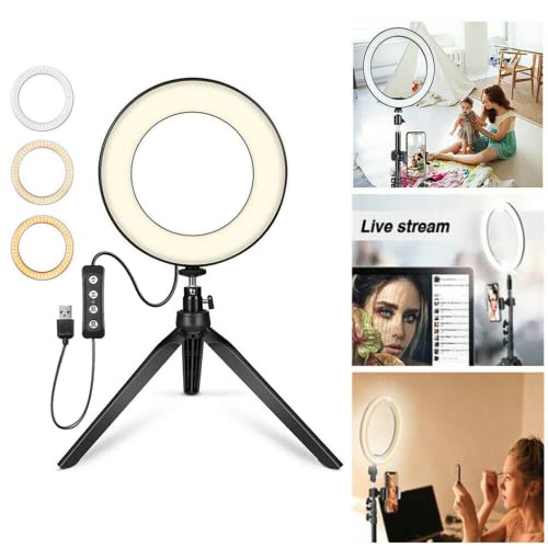 25,4 cm Schreibtisch-LED-Ringlicht mit Stativständer & Telefonhalterung für Live-Stream/YouTube-Video, dimmbares Desktop… – Bild 6