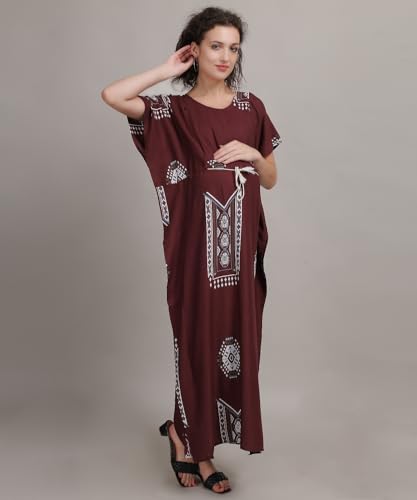 Image of Fabme Women's Printed Kaftan Nursing and Maternity Nighty